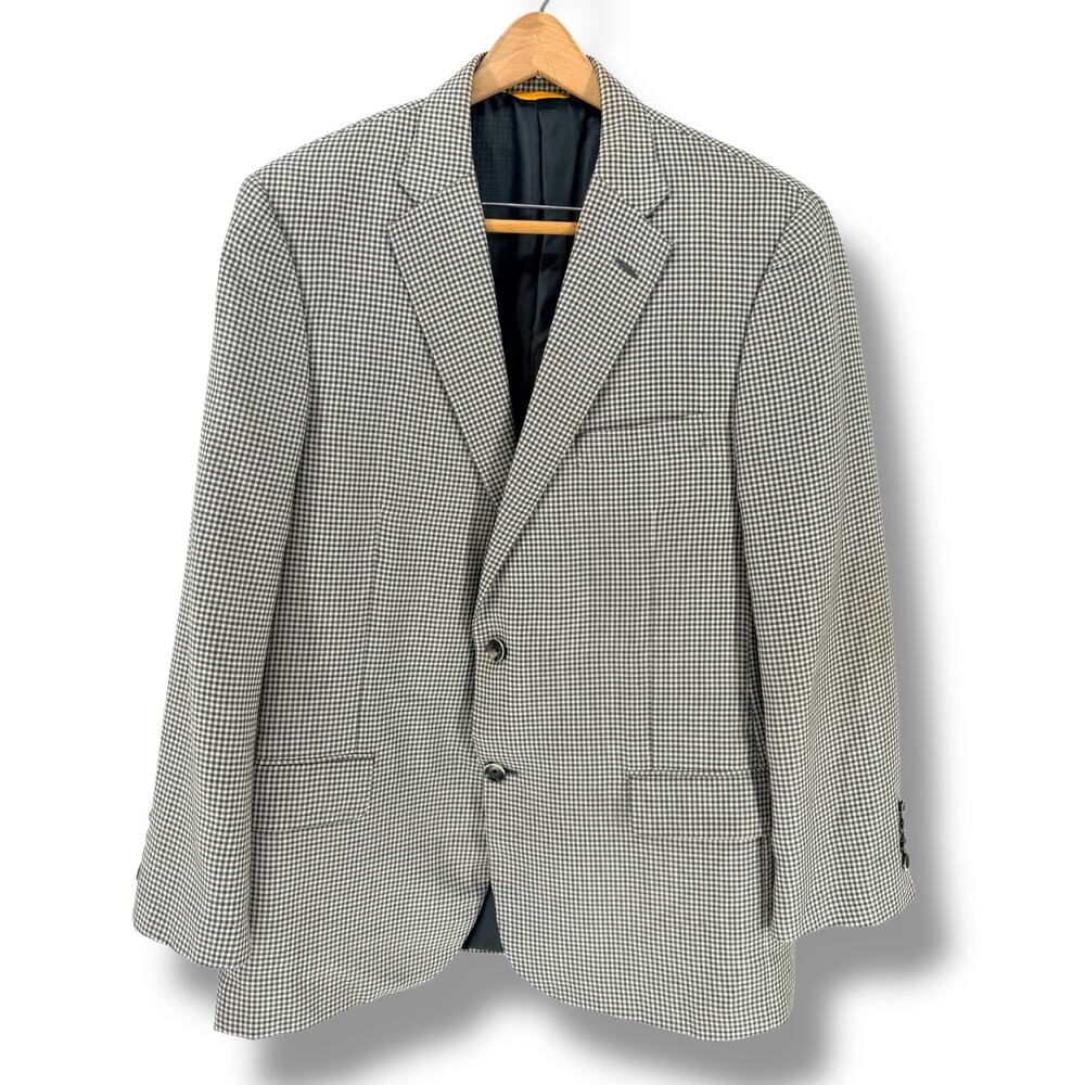 Hickey Freeman Blazer 44 Houndstooth Check Cashmere Silk Beacon Model Made USA